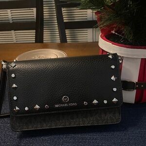 Michael Kors Black Crossbody Bag with Silver Studs